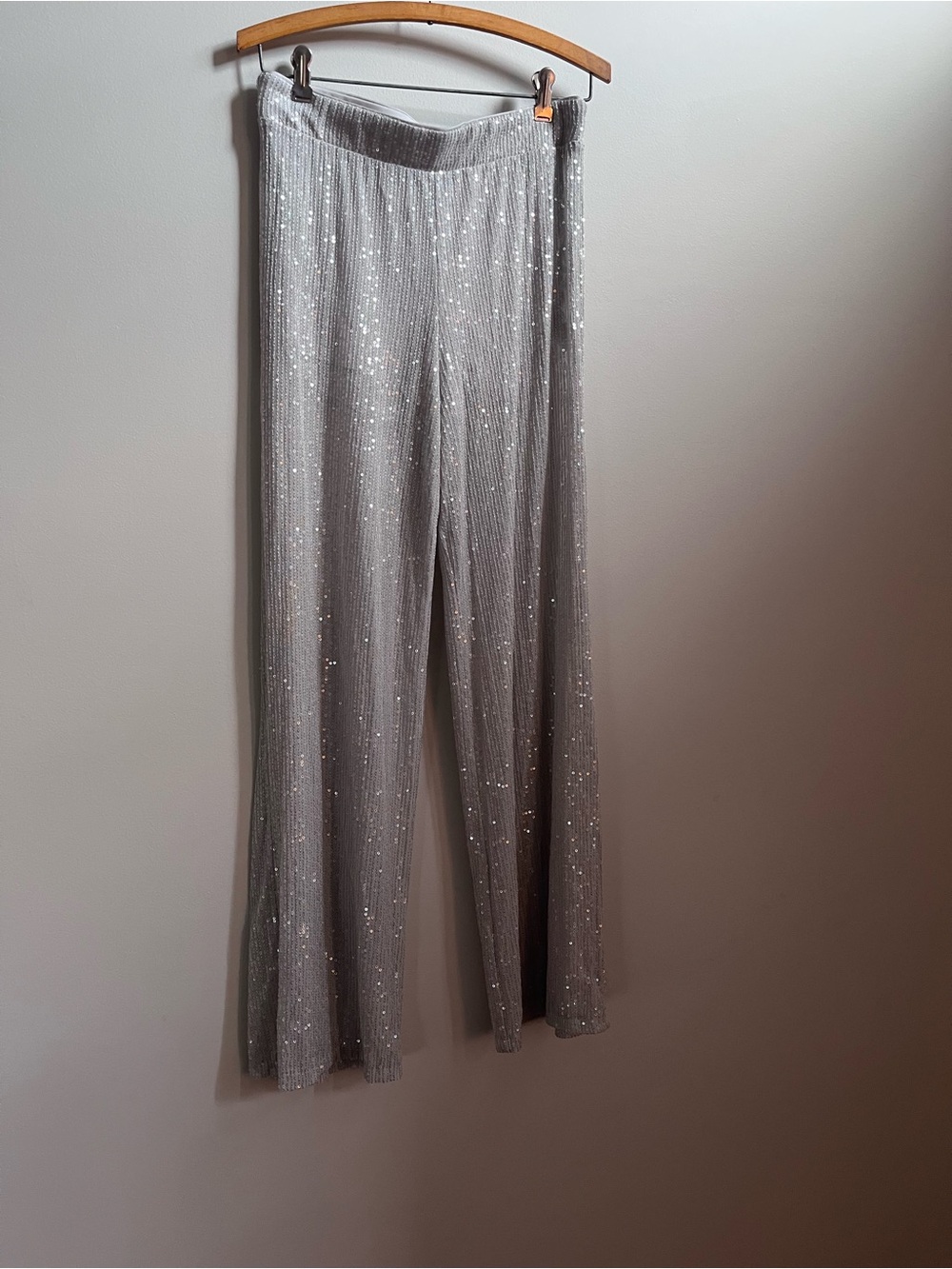 Wild Fable‎ Silver Sequin Wide Leg Pants High Rise Party Trousers Small